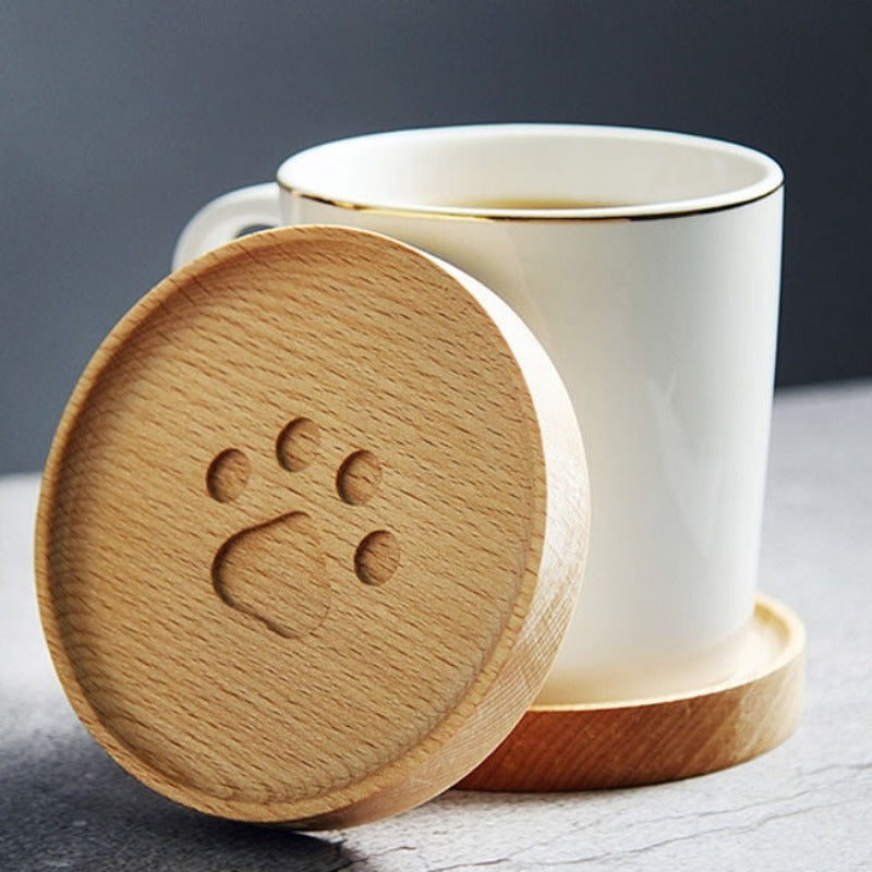 Wooden Cat Paw Coaster