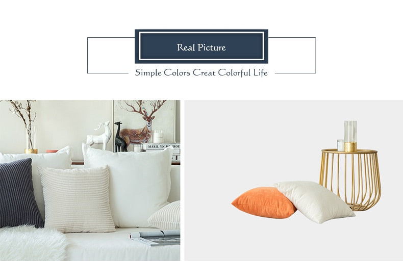 Cushion Covers Super-Soft Striped Velvet Corduroy Home Decorative Pillow Cover For Sofa 45x45cm Decorative Pillow Case