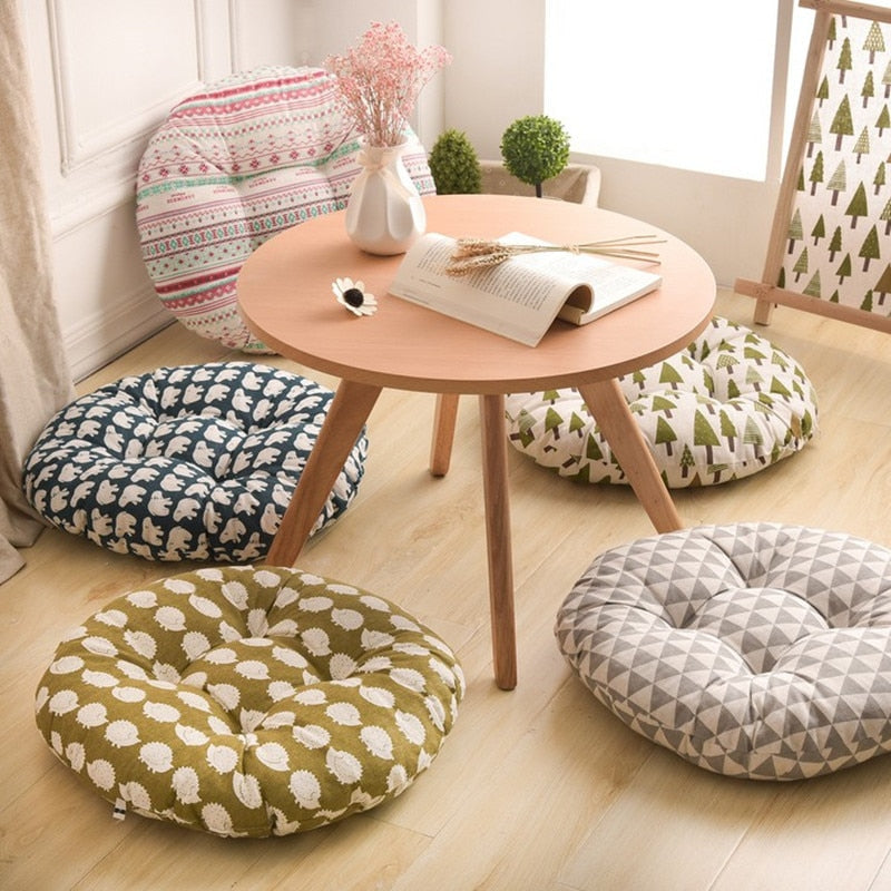 Round Shape Seat Cushion Silk Cotton Core Cotton Polyester Tatami Cushion Pillow Home Accessories Decoration Car Soft Sofa Cushion