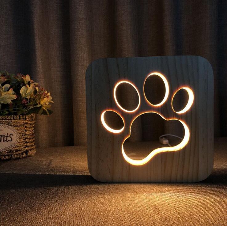 Wooden Kawaii Cat Lamp