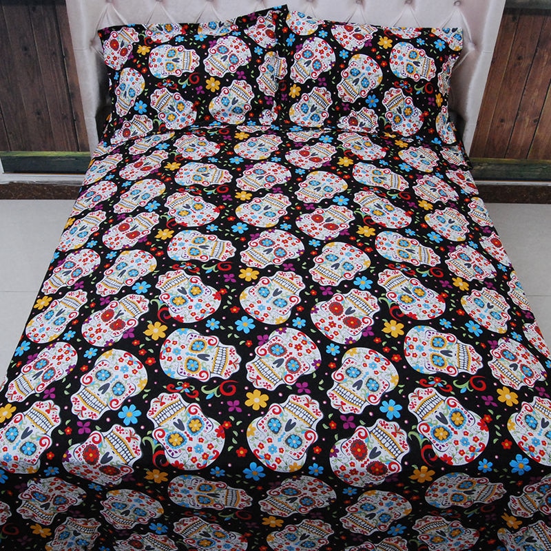Flower Skull Bedding Set