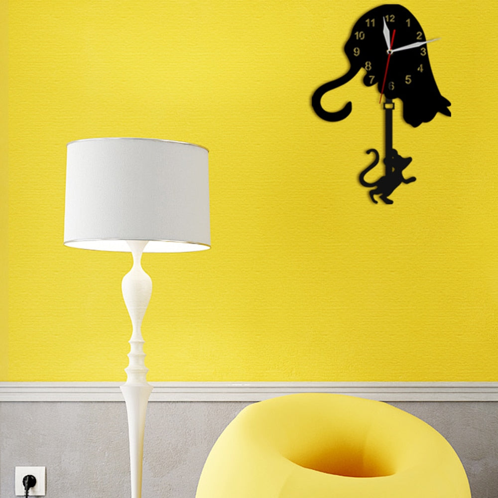 Cat & Mouse Swinging Pendulum Wall Clock