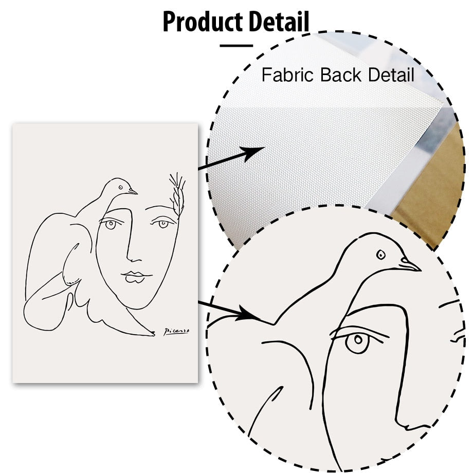 Picasso Girl Bird Line Drawing Wall Art Canvas Painting Nordic Posters And Prints Wall Pictures For Living Room Decor