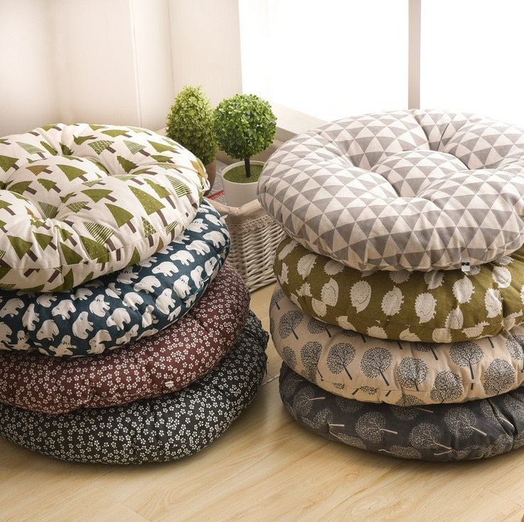 Round Shape Seat Cushion Silk Cotton Core Cotton Polyester Tatami Cushion Pillow Home Accessories Decoration Car Soft Sofa Cushion