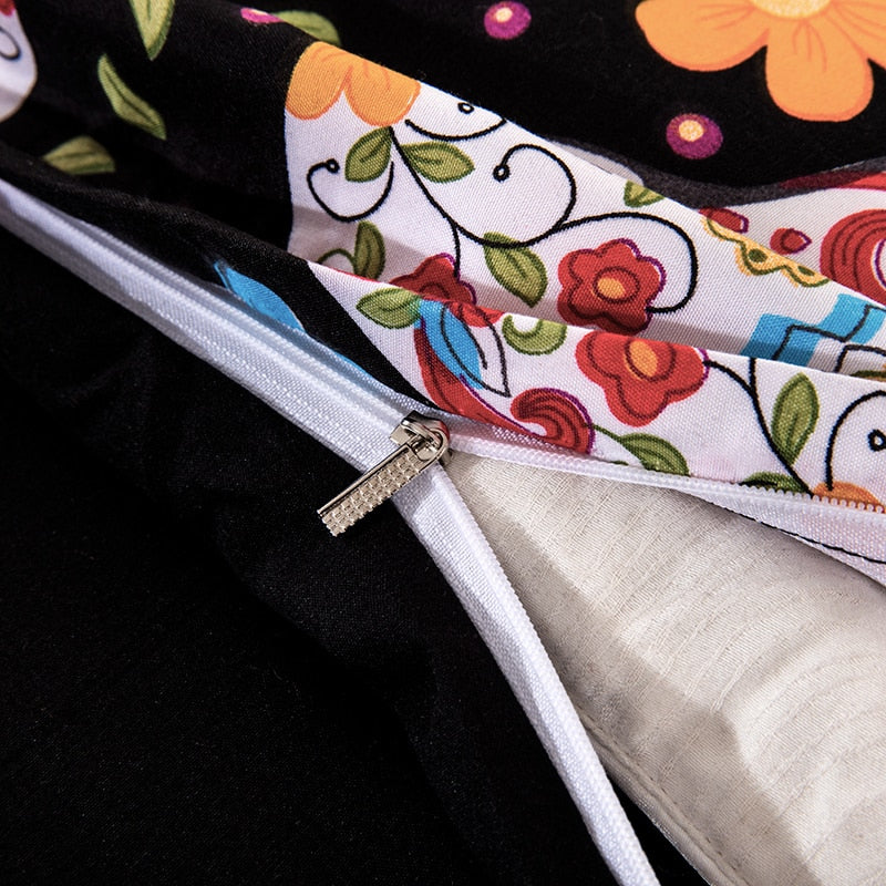 Flower Skull Bedding Set