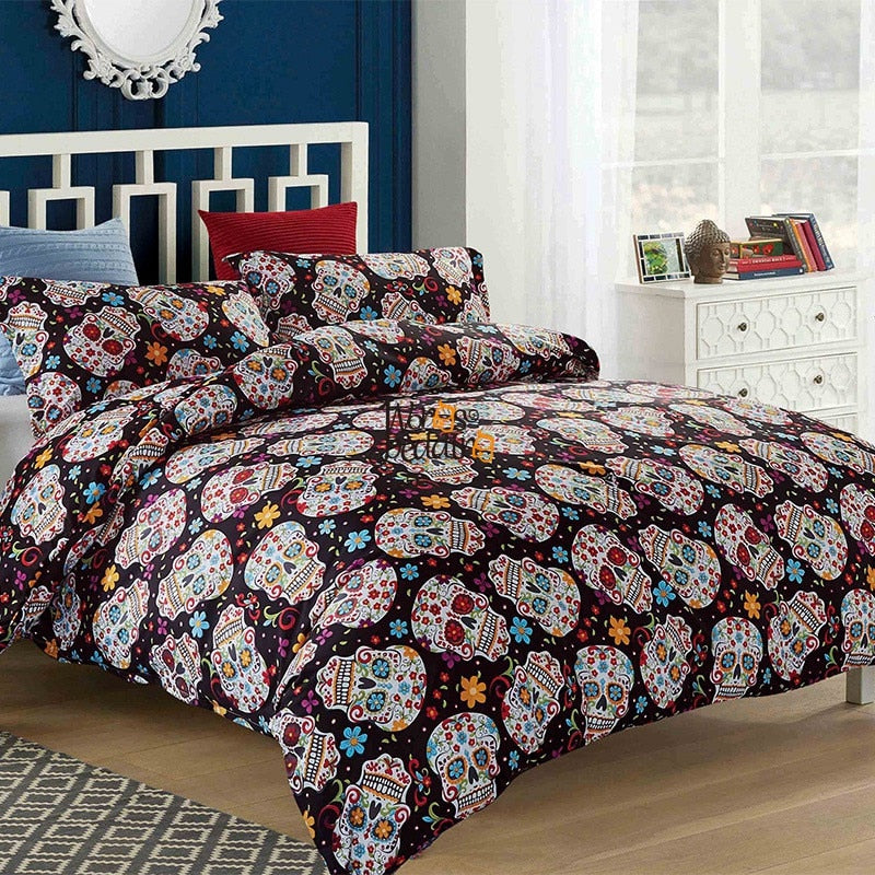 Flower Skull Bedding Set