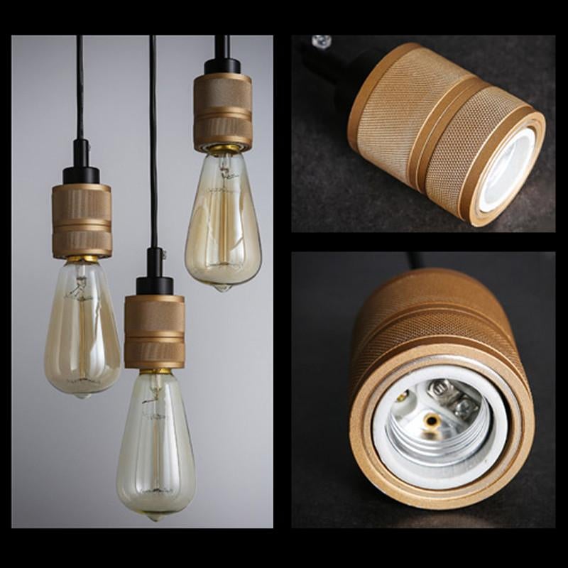 Hooked Industrial Brass Single Bare Edison Bulb Pendant Light