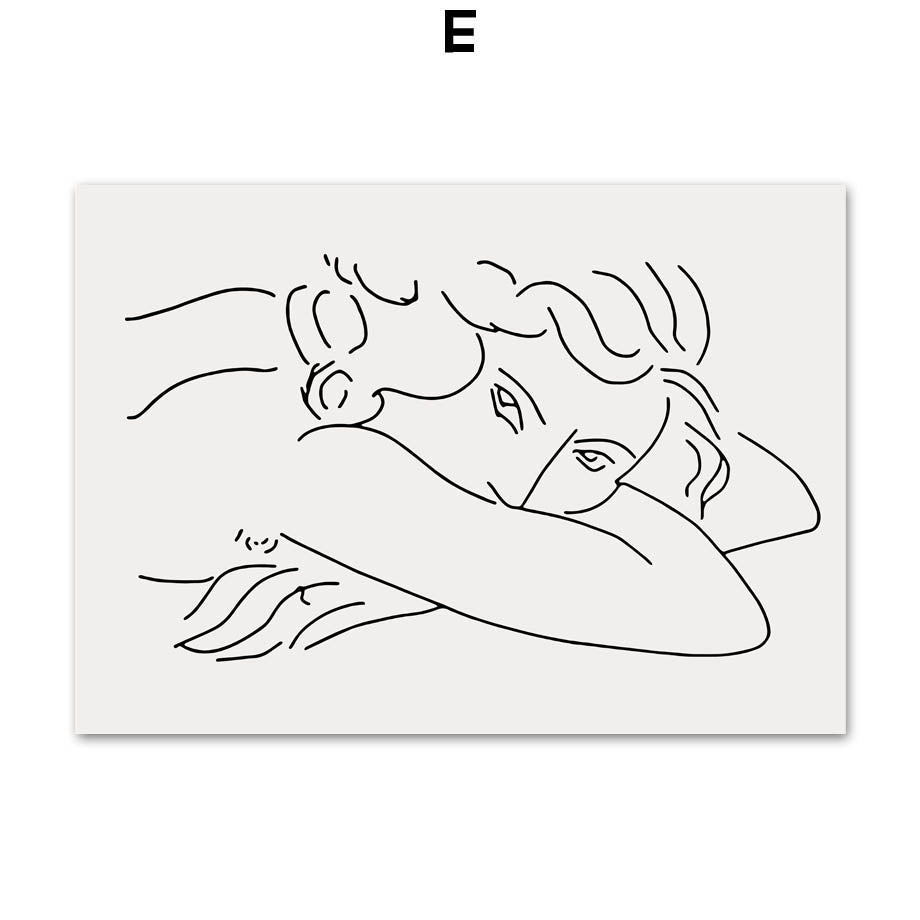 Picasso Girl Bird Line Drawing Wall Art Canvas Painting Nordic Posters And Prints Wall Pictures For Living Room Decor