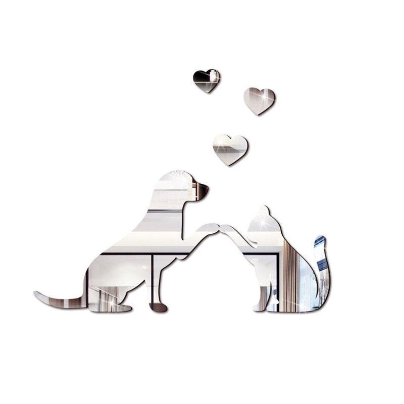 Funny Cat And Dog Acrylic Wall Sticker