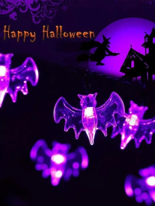 String Light For Halloween With 10pcs Bat Bulb