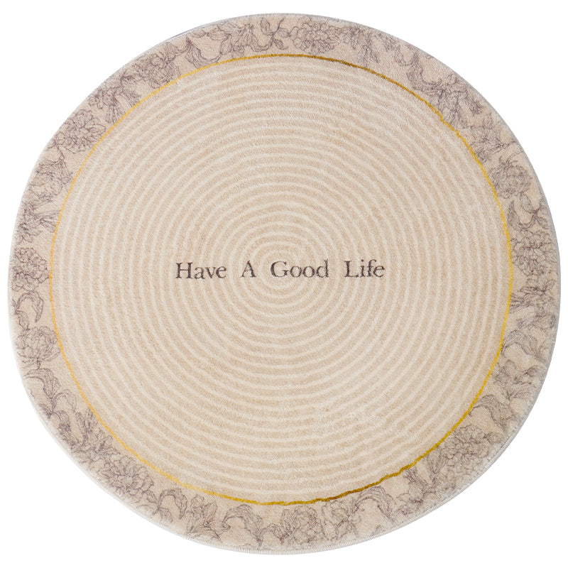 Have a Good Life Cream Flower Round Mat