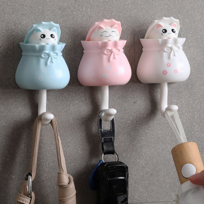 Cartoon Cat Holder Wall Hooks