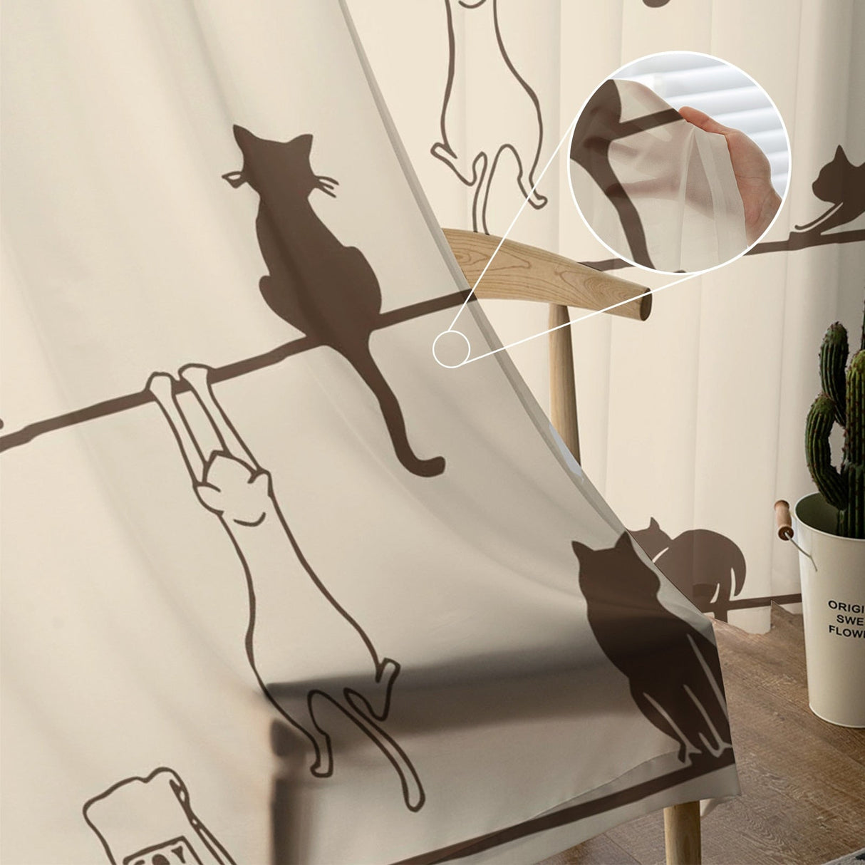 Cat Rope Sheer Curtain