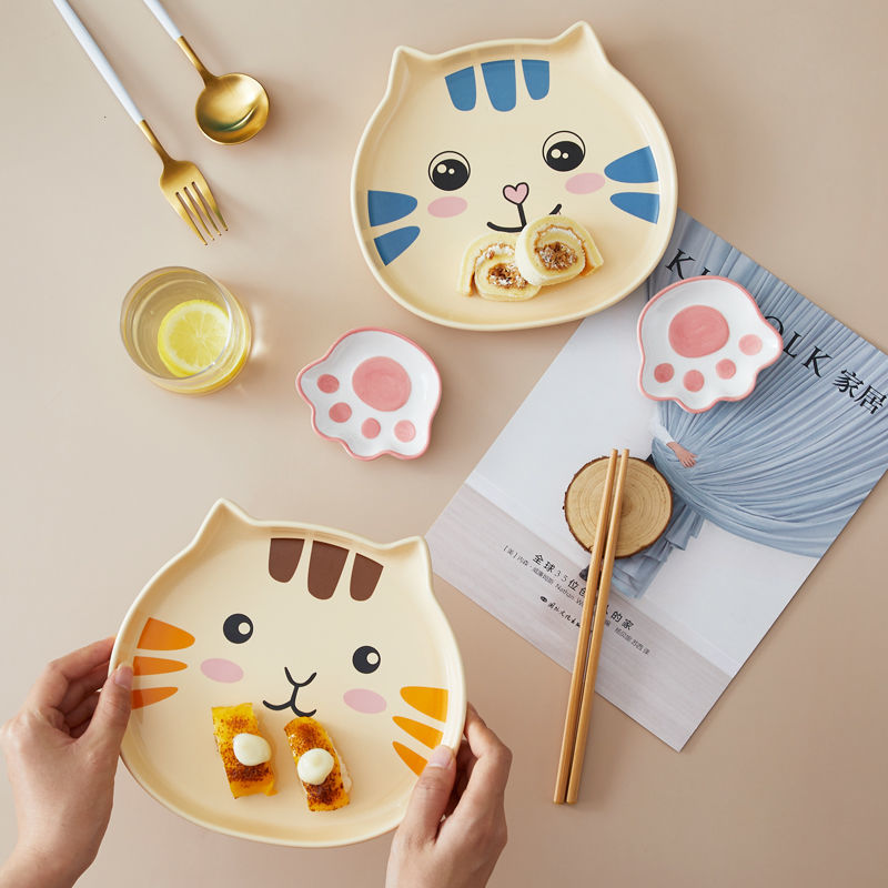 Cartoon Cat Ceramic Plate Set