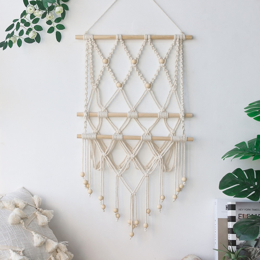Boho Macrame Wall Hanging Shelves