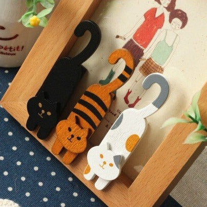 Cute Cat Wood Clip Set