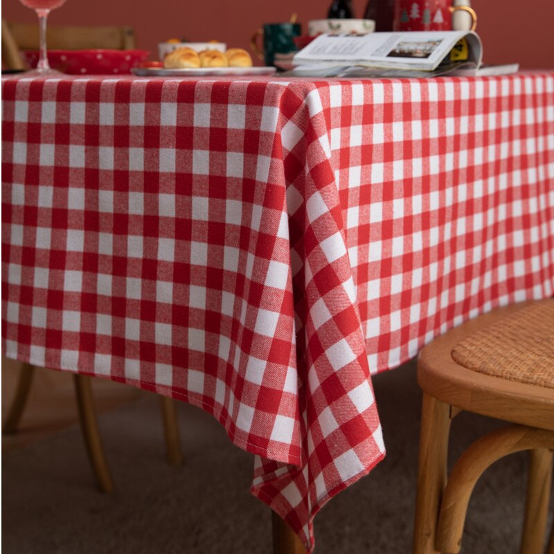 Rose Red Black Plaid Tablecloth