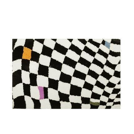 Checkered Fluffy Grids Rug