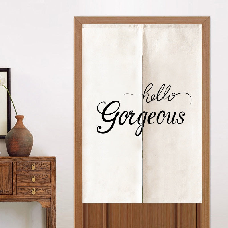 Hello Gorgeous White Ground Door Curtain