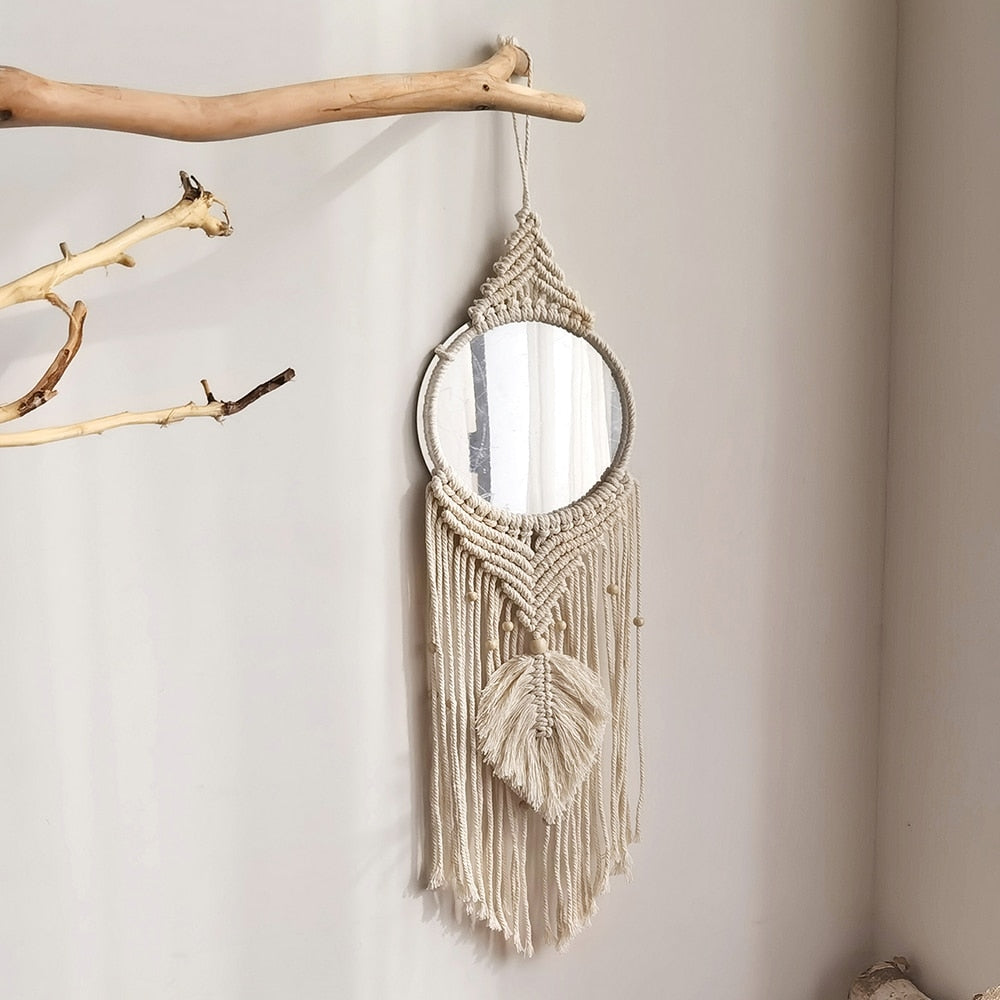 Mirror Wall Hanging Boho Fringe