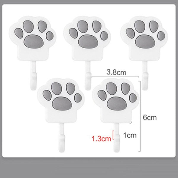 Cartoon Cat Paw Wall Hook Set