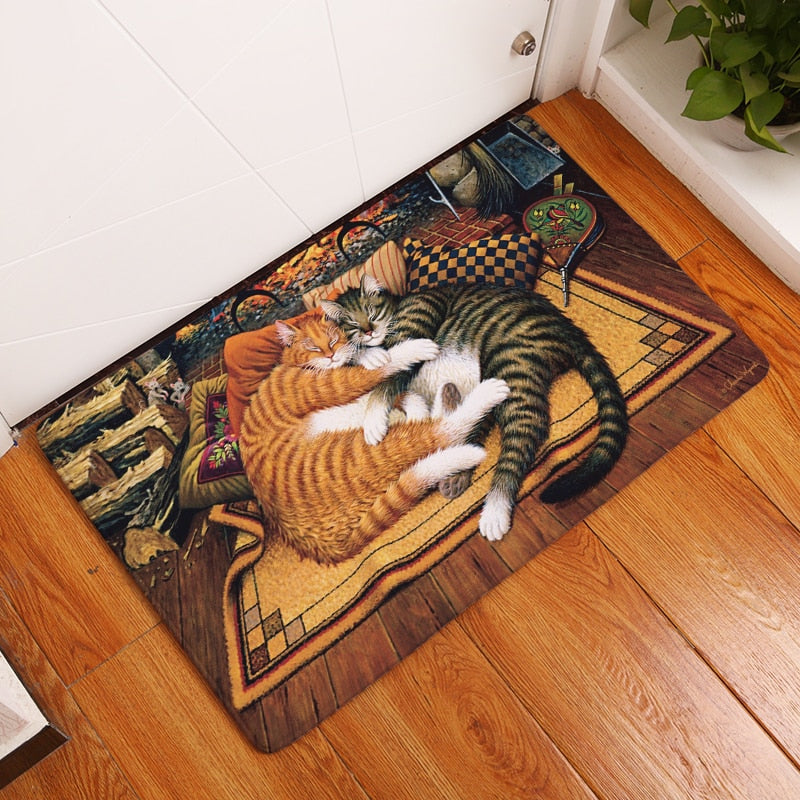 Cartoon Cat Print Rug