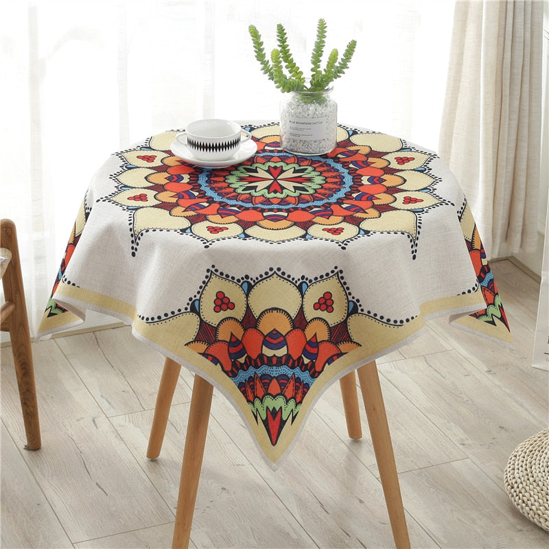 Fractal Proud Rose Linen Tablecloth