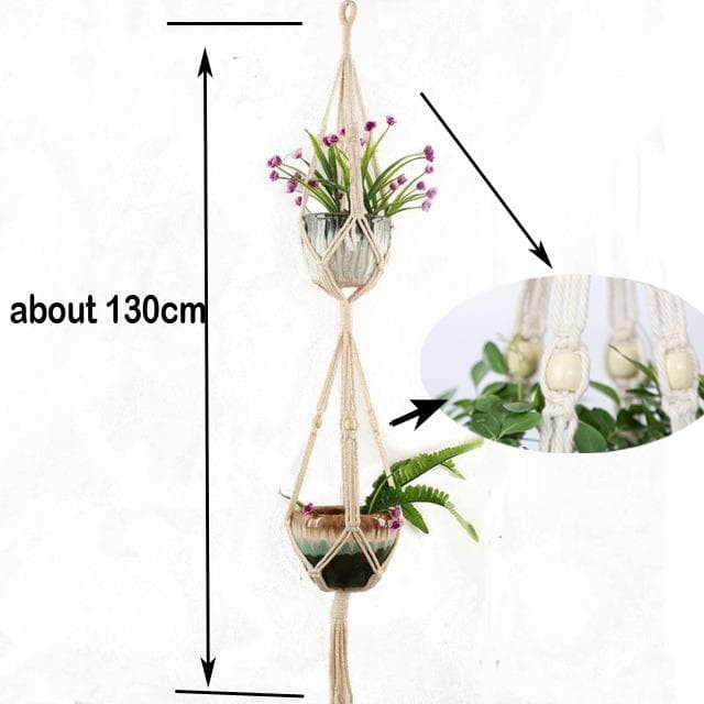 Handmade macrame plant flower pot hanger for wall decoration