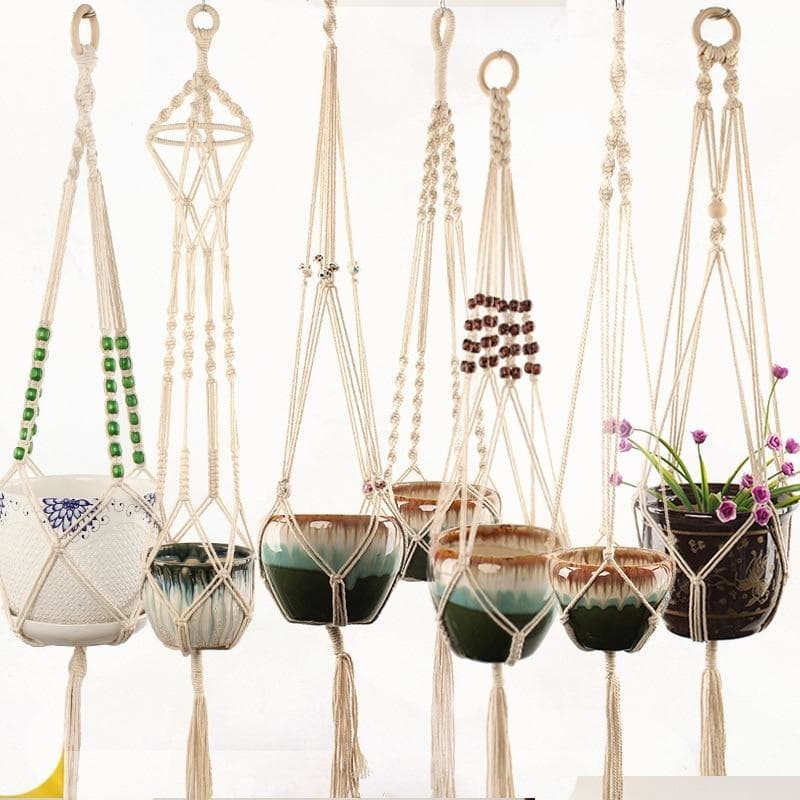 Handmade macrame plant flower pot hanger for wall decoration