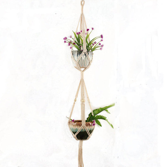 Handmade macrame plant flower pot hanger for wall decoration