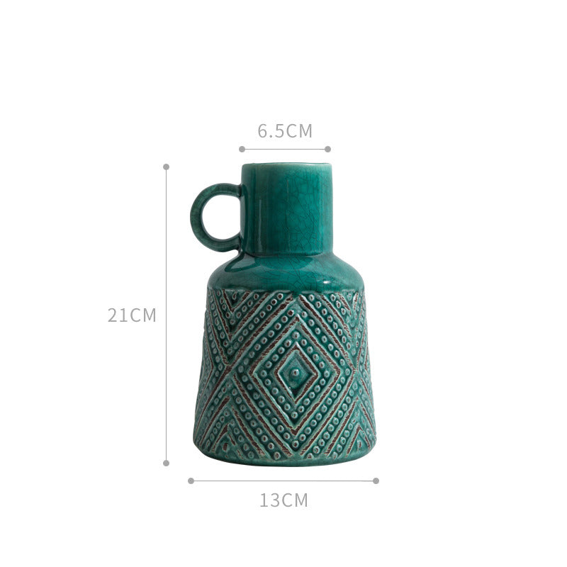 Houseware Ceramic Vase Modern Simple American Retro Home Living Room Cabinet Table Decoration Flower Decoration Home Decoration