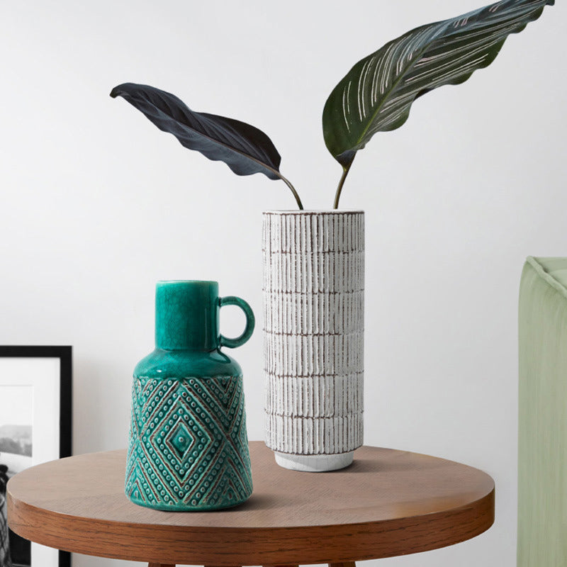Houseware Ceramic Vase Modern Simple American Retro Home Living Room Cabinet Table Decoration Flower Decoration Home Decoration