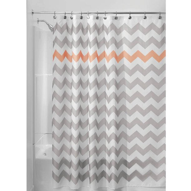 Feblilac Grey Zigzag Wave Shower Curtain with Hooks, Geometric Figure Bathroom Curtains with Ring, Unique Bathroom décor, Boho Shower Curtain, Customized Bathroom Curtains, Extra Long Shower Curtain