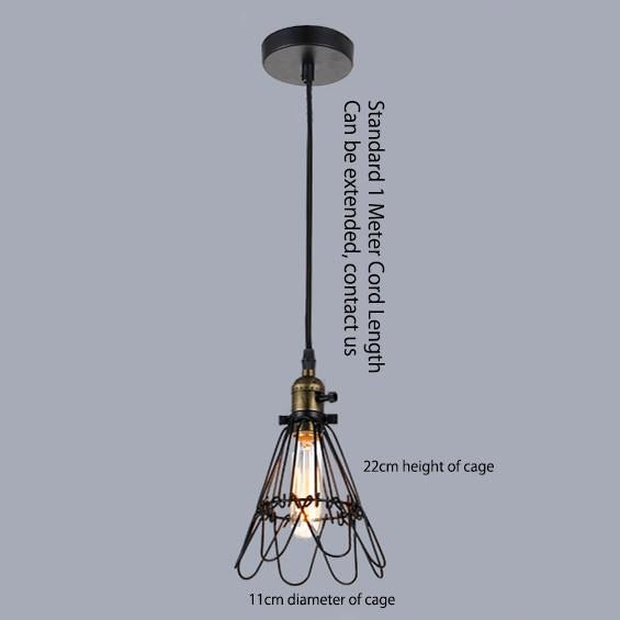 Kaye Metal Wire Cage Industrial Retro Pendant Light