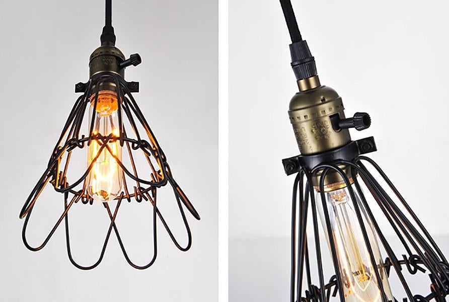 Kaye Metal Wire Cage Industrial Retro Pendant Light
