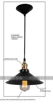 Simple Black Metal Shade Industrial Loft Pendant Light