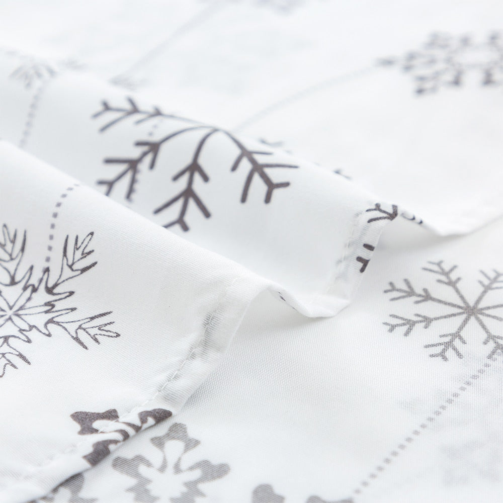 King Size Sheets Set Fitted Sheet Flat Sheets Pillowcase Sets 4Pcs Snowflake Print Linens Matress Covers Bedding Set