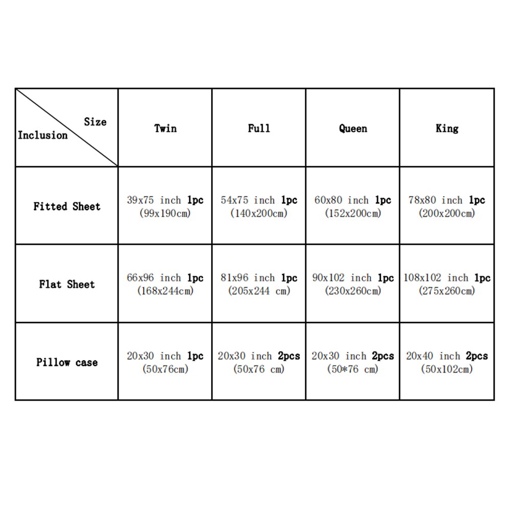 King Size Sheets Set Fitted Sheet Flat Sheets Pillowcase Sets 4Pcs Snowflake Print Linens Matress Covers Bedding Set