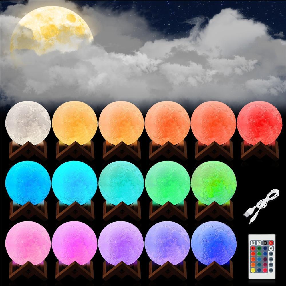 3D Print Star Moon Lamp Colorful Change Touch