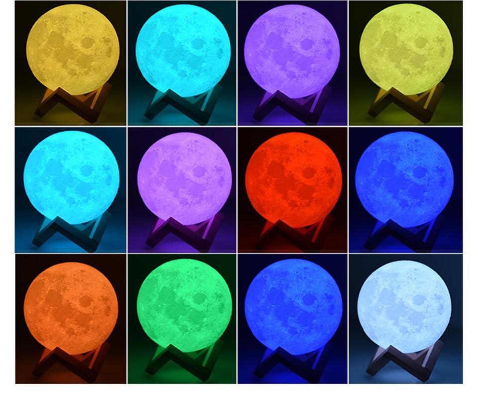3D Print Star Moon Lamp Colorful Change Touch