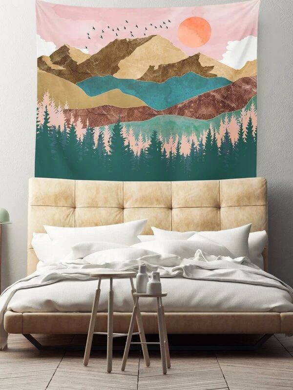 Landscape Painting Print Tapestry