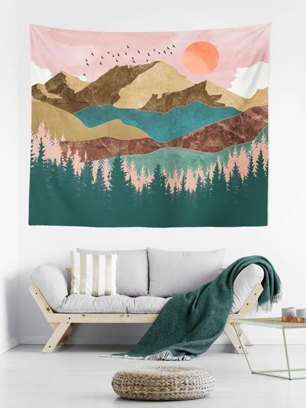 Landscape Painting Print Tapestry