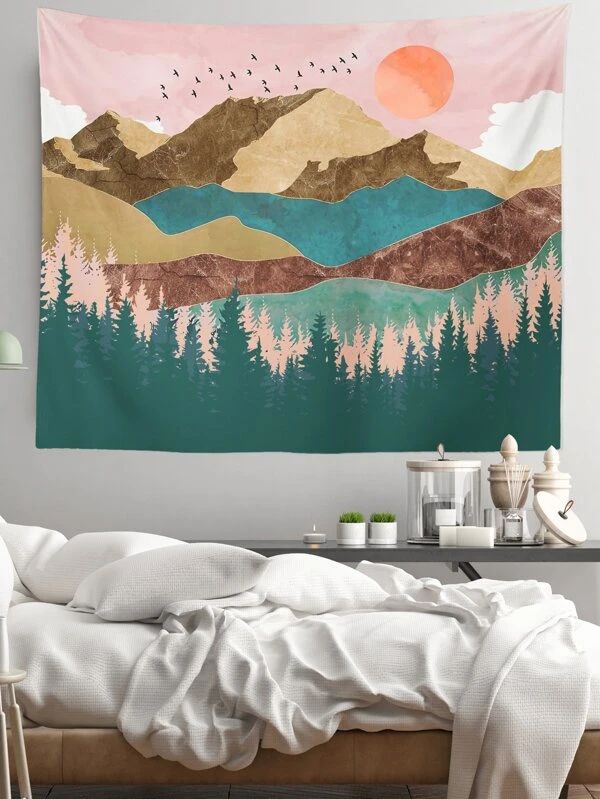 Landscape Painting Print Tapestry