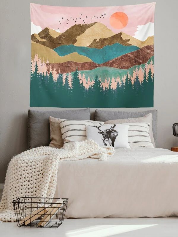 Landscape Painting Print Tapestry