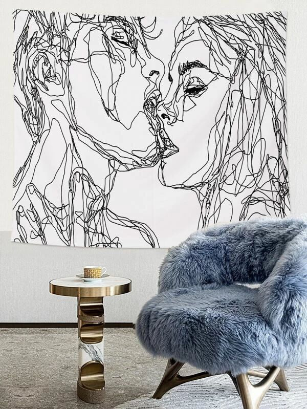 Abstract Line Figure Tapestry