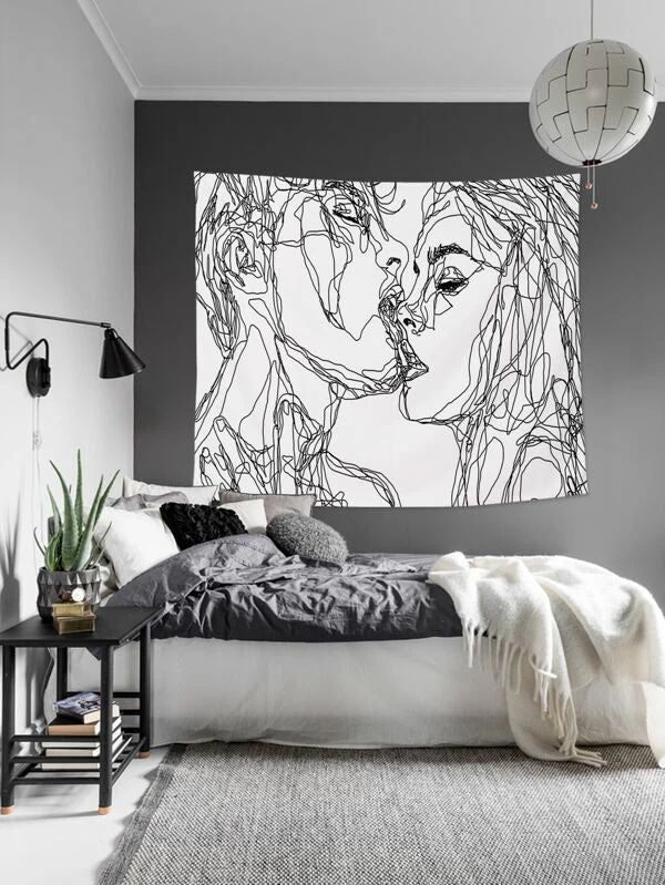 Abstract Line Figure Tapestry