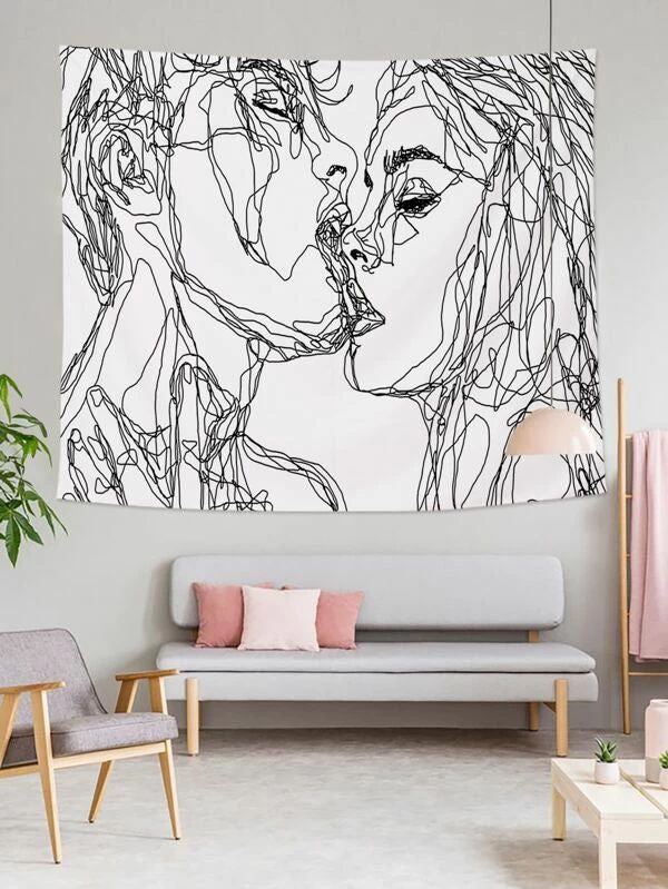 Abstract Line Figure Tapestry