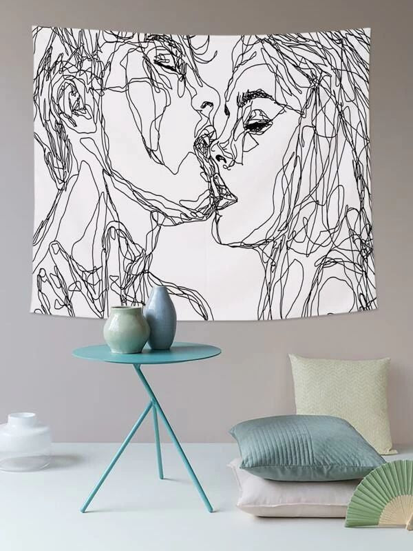 Abstract Line Figure Tapestry