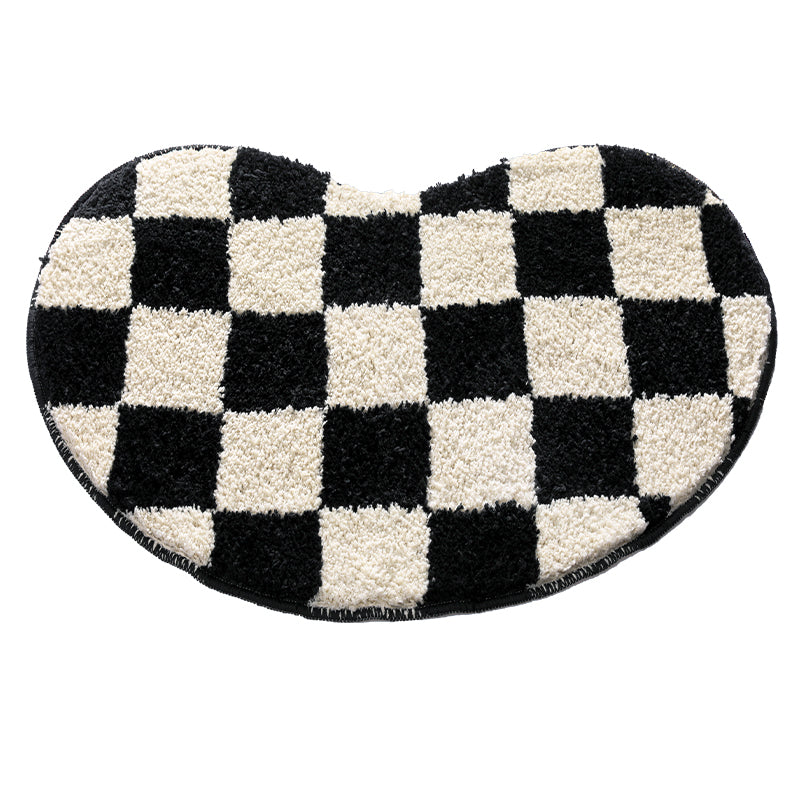 Feblilac Love Checkerboard Bath Mat, Bathroom Rug, Soft Plush Water-Absorbent , Multiple Sized Anti Slip Toilet Mat, Black and White Thick Bathroom Carpet, Art Bathroom Mats, Best Bath Rugs, Hot Shower Mat, Toilet Rug for Bath