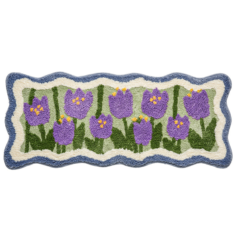 Feblilac Lovely Flowers Bedroom Runner Mat, Red Flower Bedroom Rug, Soft Plush Water-Absorbent Multiple Sized Floral Anti Slip Bedroom Mats, Soft Thick Bathroom Carpet, Art Area Mats, Best Bedroom Rugs, Hot Runner Non Slip